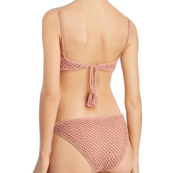 NEW MINKPINK Adrift Crochet Scoop Bralette Bikini Top & Bottoms Baked Pink swim - Picture 5 of 7